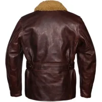 Men’s Belted Shearling Leather Coat