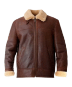 Mens Brown Aviator Shearling Leather Jacket