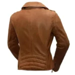 Women’s Asymmetrical Brown Leather Jacket 2