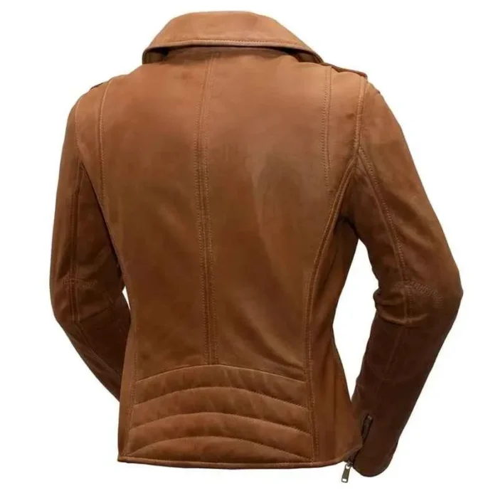 Women’s Asymmetrical Brown Leather Jacket 2