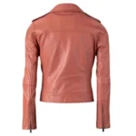 Women’s Leather Biker Jacket in Orange 2
