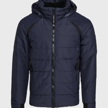 Mens Hooded Blue Winter Puffer Jacket 1