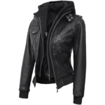 Black-Hooded-Bomber-Leather-Jacket 03