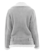 Women’s Grey Suede Shearling Jacket 1