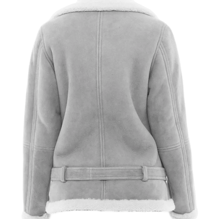 Women’s Grey Suede Shearling Jacket 1