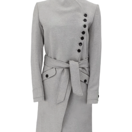 Womens Grey Wool Robe Coat 1