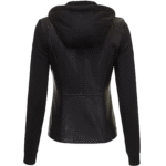 Womens Hooded Black Faux Leather Jacket 2