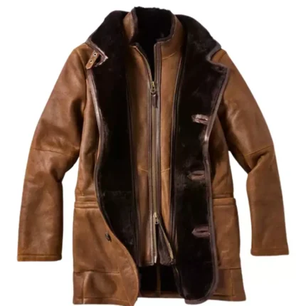 Brown Shearling Fur Leather Coat 1