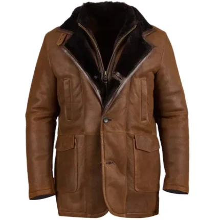 Brown Shearling Fur Leather Coat