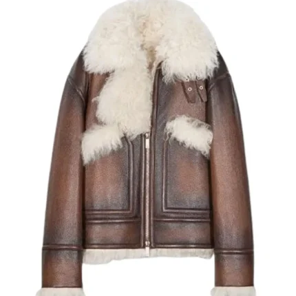 Men Premium Brown Shearling Jacket