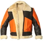 Mens B3 Orange Shearling Sheepskin Jacket 1