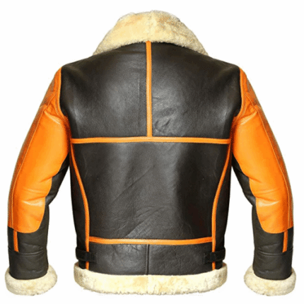 Mens B3 Orange Shearling Sheepskin Jacket 3