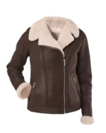 Women Brown B3 RAF Aviator Shearling Jacket
