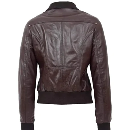 Women’s Leather Brown Bomber Jacket 1
