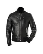 Black Leather Bomber Jacket For Men 1