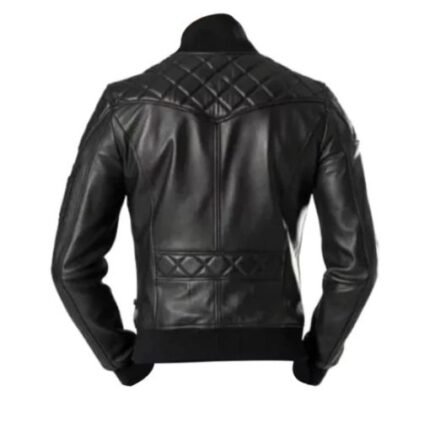 Black Leather Bomber Jacket For Men 2