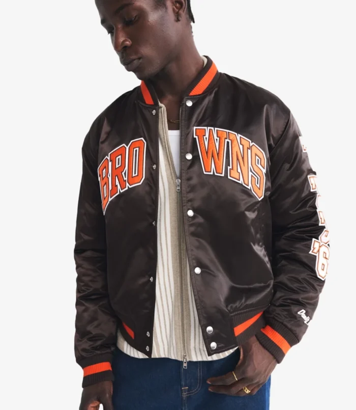 Abercrombie Cleveland Browns Lettermen Varsity Bomber Jacket Unisex