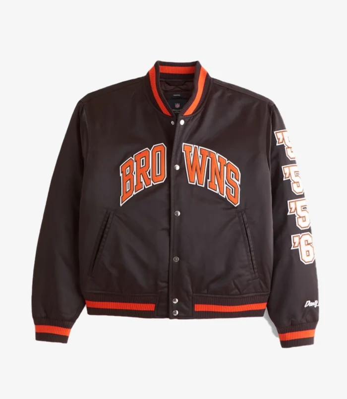 Unisex Abercrombie Cleveland Browns Lettermen Varsity Bomber Jacket