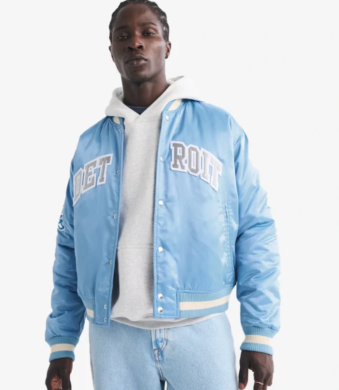 Abercrombie Detroit Lions Varsity Satin Jacket Unisex