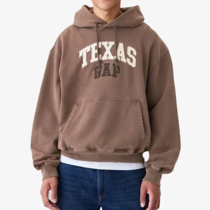 Unisex Gap Texas Logo Oversized Brown Hoodie