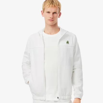 Lacoste x Novak Djokovic The GOAT White Fleece Jacket For Unisex
