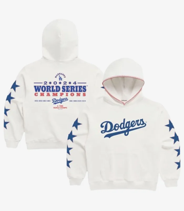 Los Angeles Dodgers Madhappy White 2024 World Series Champions Star Pullover Hoodie