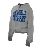 Los Angeles Dodgers New Era Grey Crop Hoodie For Women