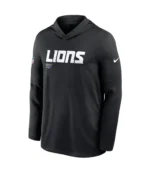 Nike Detroit Lions Sideline Pure Fury Performance Long Sleeve Hoodie T-Shirt Black