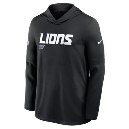 Nike Detroit Lions Sideline Pure Fury Performance Long Sleeve Hoodie T-Shirt Black
