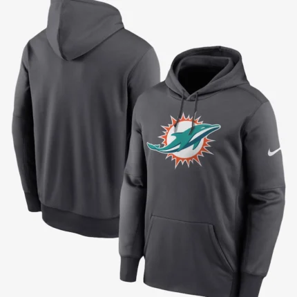 Miami Dolphins Anthracite Toss Sweep Performance Grey Hoodie For Unisex