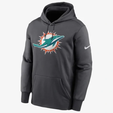 Unisex Miami Dolphins Anthracite Toss Sweep Performance Grey Hoodie