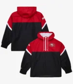 Mitchell & Ness Scarlet San Francisco 49ers Tie Breaker Anorak Half-Zip Windbreaker Jacket For Unisex