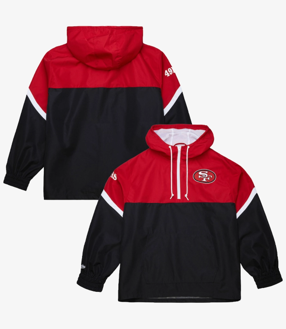 Mitchell & Ness Scarlet San Francisco 49ers Tie Breaker Anorak Half-Zip Windbreaker Jacket Mitchell & Ness Scarlet San Francisco 49ers Tie Breaker Anorak Half-Zip Windbreaker Jacket For Unisex
