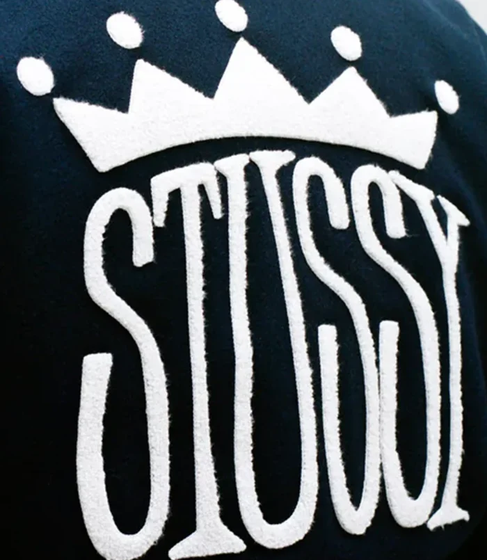 New Crown Stussy Navy Varsity Bomber Jacket