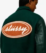 Stussy Script Oval Green Varsity Jacket