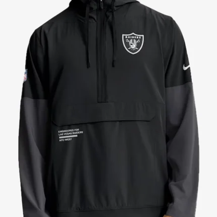 Nike Black Las Vegas Raiders Sideline Anorak Half-Zip Hoodie Jacket Unisex