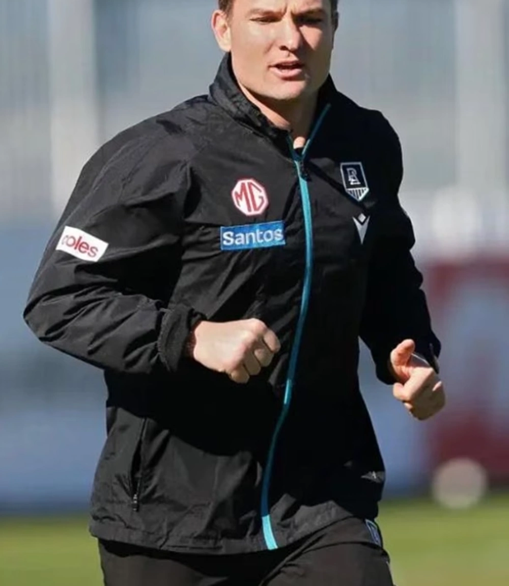 Ollie Wines AFL 2025 Power Media Opportunity Black Jacket Ollie Wines AFL 2025 Power Media Opportunity Black Jacket For Unisex