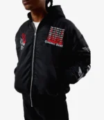 Pacsun Hooded Satin Bomber Black Jacket For Unisex