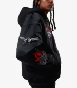 Unisex Pacsun Hooded Satin Bomber Black Jacket