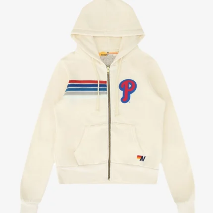 Unisex Philadelphia Phillies Aviator Nation x MLB Cream Five-Stripe Hoodie