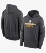 Pittsburgh Steelers Anthracite Toss Sweep Performance Grey Hoodie For Unisex