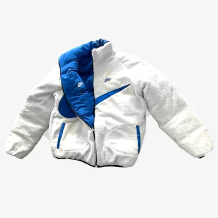Reversible Nike Puffer Jacket White and Blue For Unisex