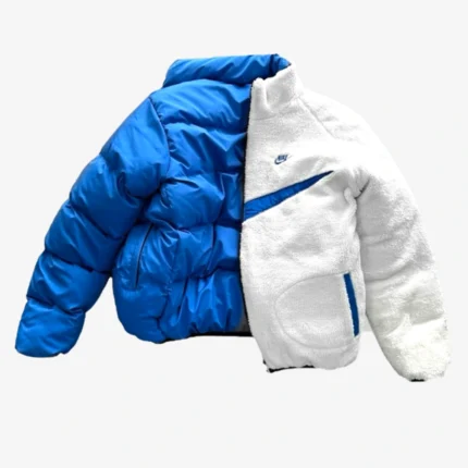Unisex Reversible Nike Puffer Jacket White and Blue