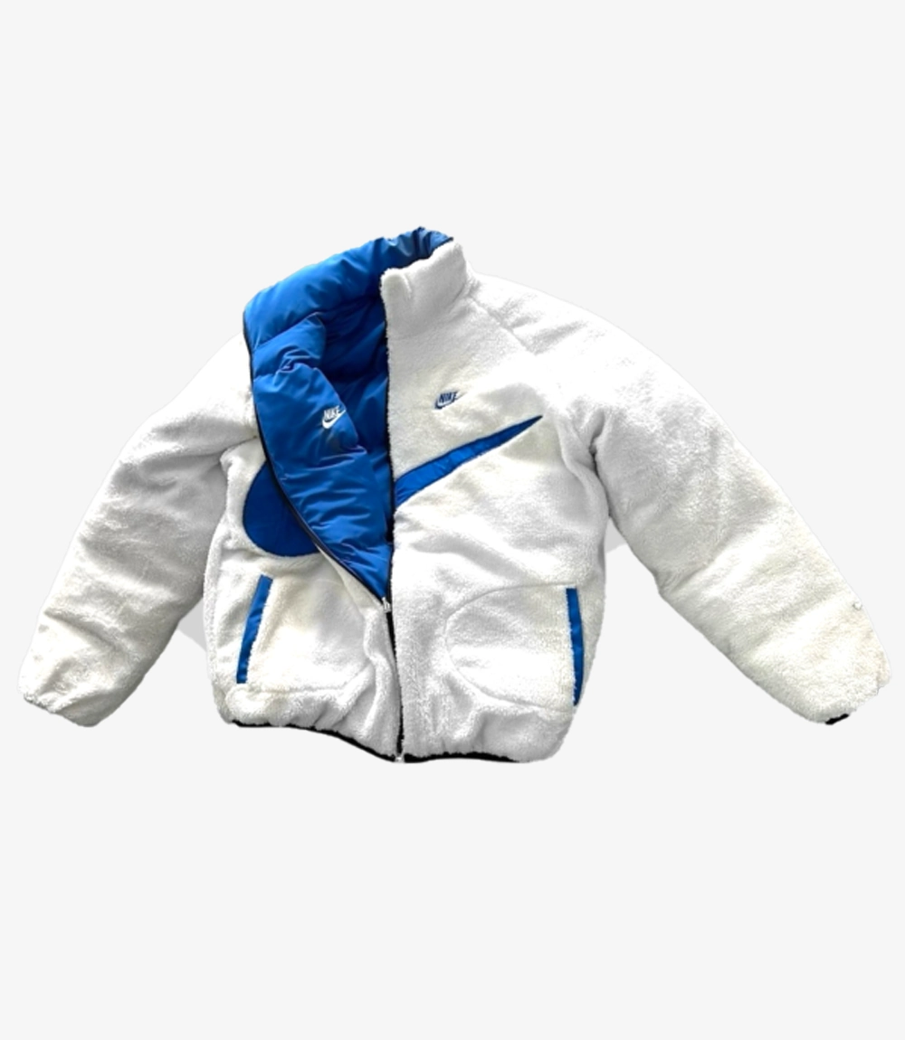 Reversible Nike Puffer Jacket White and Blue Reversible Nike Puffer Jacket White and Blue For Unisex