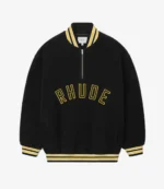 Rhude Quarter-Zip Varsity Pullover Black & Yellow Jacket For Unisex