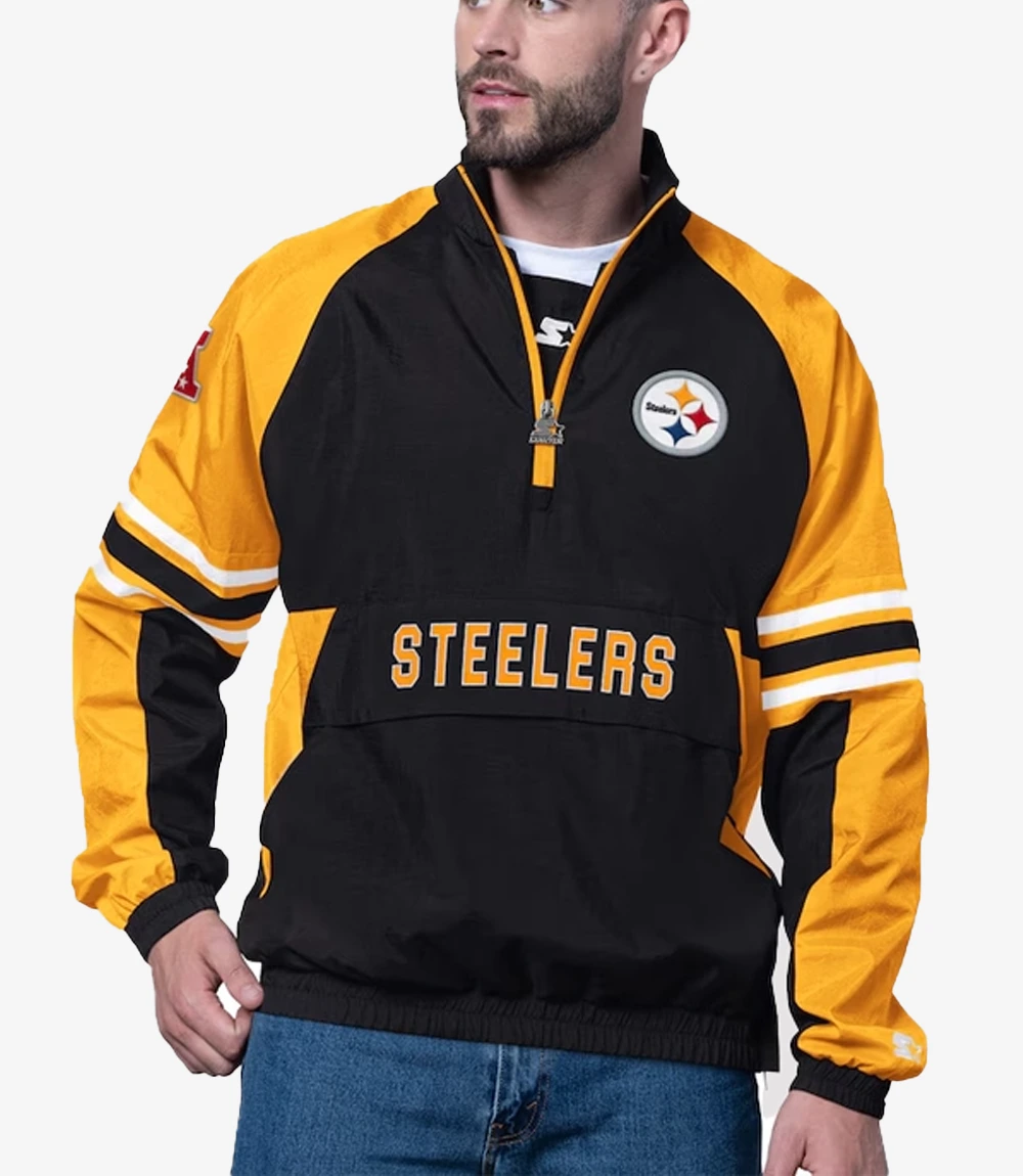 Starter Pittsburgh Steelers Half-Zip Pullover Jacket Unisex Starter Pittsburgh Steelers Half-Zip Pullover Jacket