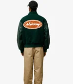 New Stussy Script Oval Green Varsity Jacket