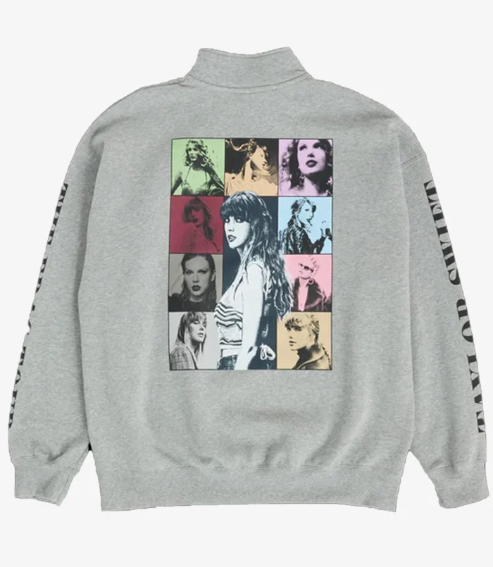 Unisex Taylor Swift The Eras Tour Gray Quarter Zip Sweatshirt