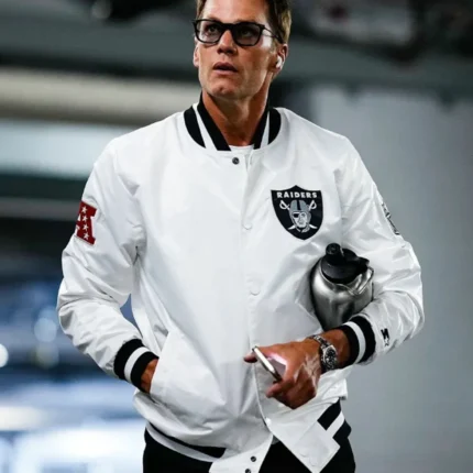 Tom Brady Raiders White Bomber Jacket For Unisex