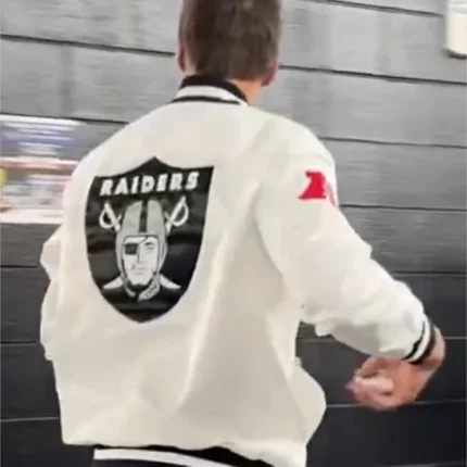 Unisex Tom Brady Raiders White Bomber Jacket